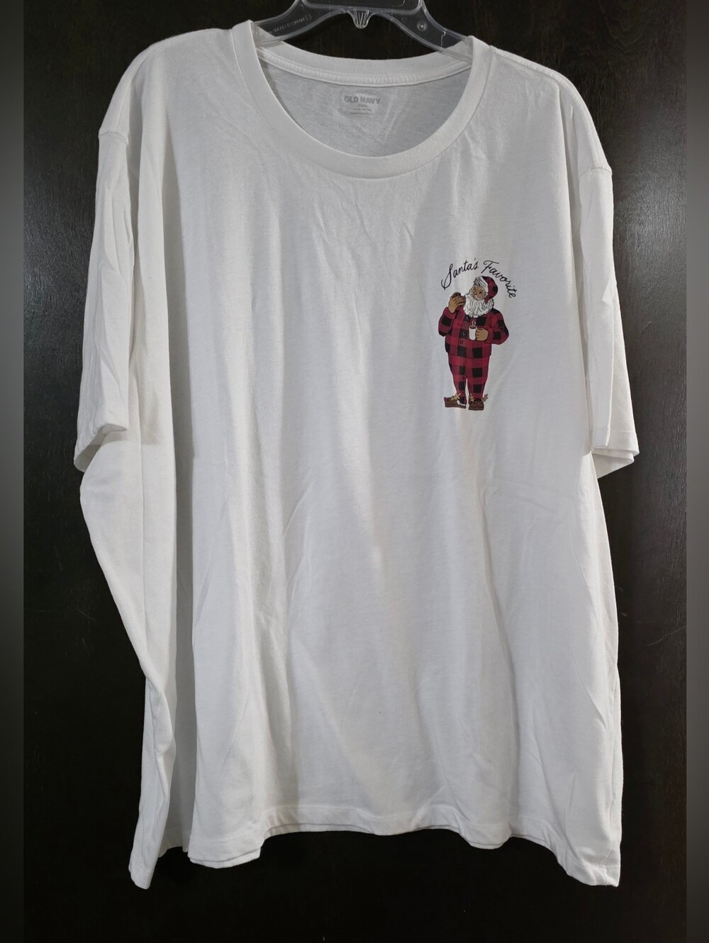 💢4For$20 Old Navy White Short-Sleeve Tee Red Plaid Santa Graphic Unisex Size 4X